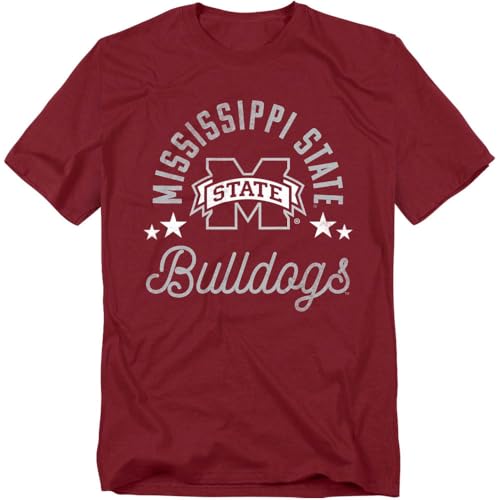 Mississippi State University Official Bulldogs Short Sleeve Mens Cotton T-Shirt,Maroon, Small