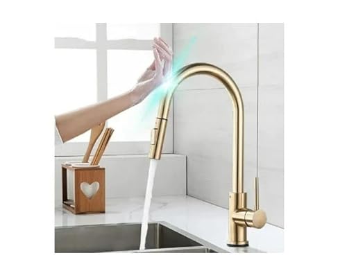 Torneira Monocomando Cozinha 2 Jatos Com Sensor Dourada