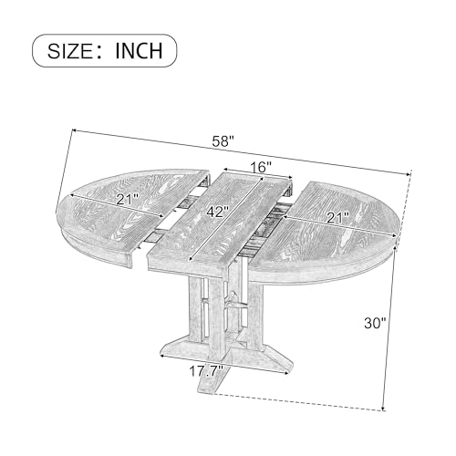 Extendable-Round-Dining-Table-for-6-Farmhouse-Kitchen-Table-with-a-Removable-Leaf-Solid-Wood-Dinner-Table-for-Small-Space-42-56-D-x-42-W-x-30H-Natural Extendable Round Dining Table for 6 Farmhouse Kitchen Table with a Removable Leaf Solid Wood Dinner Table for Small Space 42 56 D x 42 W x 30H Natural