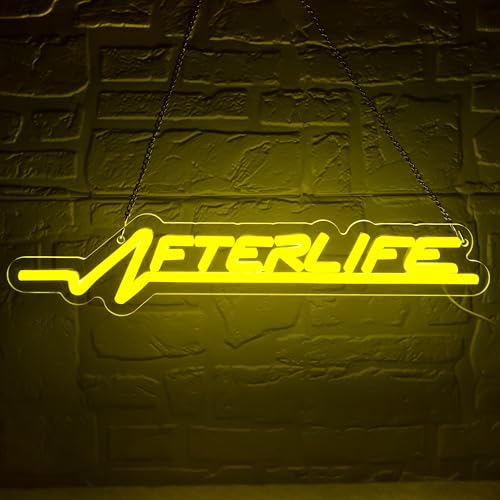 Cyberpunk Neon Sign for Wall Decor,Gaming LED Neon Sign for Man Cave Shooting Game lights for for Gamer Room ,Bedroom,Bar,Birthday,Christmas Decor,Afterlife Neon Light Sign Size16.1 * 5.4 inches(JTD205)