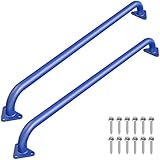SELEWARE 42-Inch Blue Metal Playground Safety Handle - 2 Pcs Heavy-Duty Playset Grab Bars for Treehouse, Rock Climbing Wall & Jungle Gym - Indoor/Outdoor Ladder Handle for Kids Playground Equipment