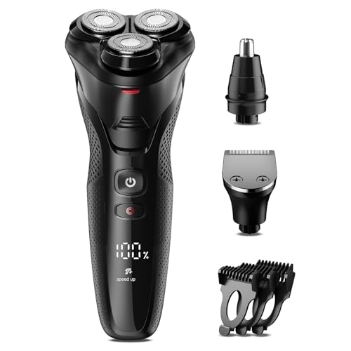 rategist Cordless Electric Razor for Men: 3-in-1 Shaver for Beard/Nose/Sideburns