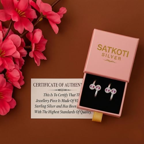 Image of SATKOTI 925 Silver Toe Rings for Women | Adjustable Pure Metal Bichiya with AAA Quality CZ Stone| BIS Hallmarked Jewelry with Authenticity Certificate | Pair of 2 Metti
