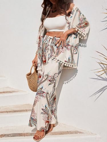 Image of Leriya Fashion Co Ord Set for Women Stylish | Summer Travel Co-Ord Set Short Sleeve Shirt & Wide-Leg Pant | Paisley Printed Stylish Casual Outfit for Summer Cord for Women | Dress for Woman