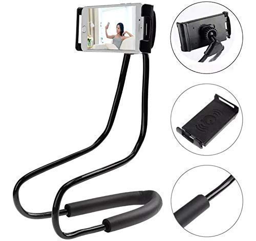 Image of Portable Lazy Stand Mobile Holder with Goosneck Long Arm Clip | Flexible | Foldable | 360 Degree Compatible for Universal Places As Office |Home |Kitchen | Bedroom (Hanging Neck Lazy)