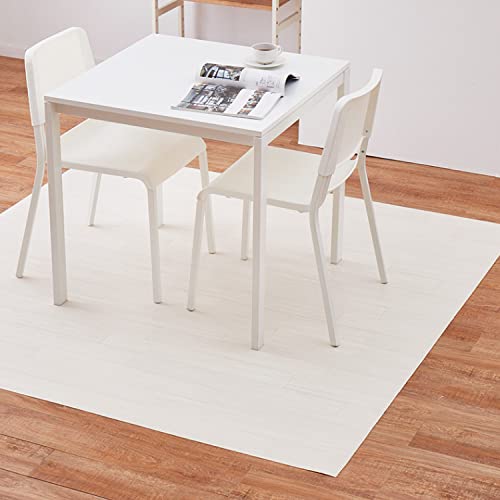 萩原 クッションフロア ダイニングラグ (約182×180cm,木目クリーム) 水拭きできる 抗菌 防カビ 抗ウイルス 防炎 滑り止めシール付き カットOK 日本製