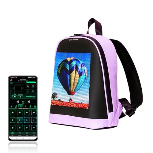 Crelander LED Backpack, 11 inch Small Laptop Backpack with Programmable Screen Smart Dynamic Fashion Shoulder Bag for Women Daily Use Cycling Travel Daypack App Control, (purple)