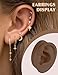 2 Pcs Soft Silicone Ear Model, Left and Right Flexible Fake Ear for Earrings Display, Realistic Ear Mold for Piercing Practice, Acupuncture Teaching Tool (Dark Skin Colour)