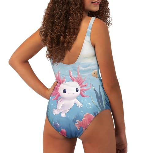 Image of One Piece Bathing Suit for Teen Girls Comfy Crewneck Backless Bathing Suit