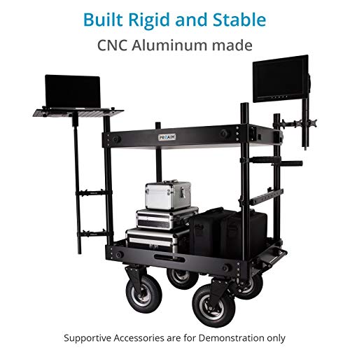 Image of PROAIM Victor V1.1 42 inch Camera Cart, Adjustable Top Shelf, 200kg /440lb | CNC aluminum and stainless steel; 9 inch pneumatic wheels; 22 inch cross-bar; built-in mounting plate; tool-free setup