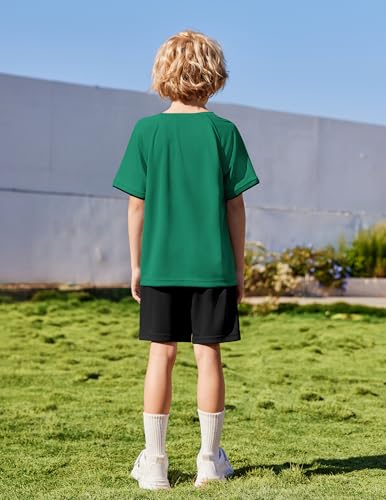 Image of Arshiner Boys Loose Athletic Set Crew Neck T-Shirt & Mesh Short 4-13 Years | Boys Loose Athletic Shorts Set Performance Crew Neck T-Shirt and Mesh Short Outfits Lightweight & Breathable