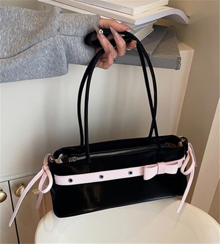 Y2k Hobo Bags for Women Ballet Style Shoulder Bag Underarm Purse Bow Purse Tote Handbag with Zipper Top Handle Clutch Purses4