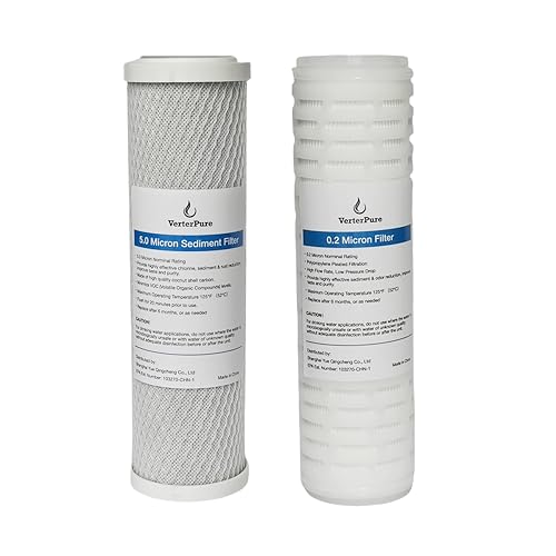 Image of Replacement Water Filters Two Pack, 10inch 2.5 inchx10 inch, with 5.0 Micron Coconut Shell Carbon Block and 0.2 Micron Filter