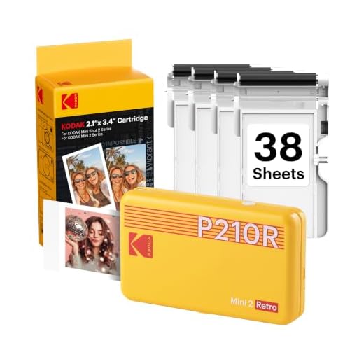 KODAK Mini 2 Retro 4PASS Portable Photo Printer (2.1x3.4 inches) + 68 Sheets Bundle, Yellow