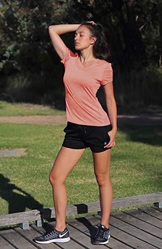 Image of icyzone Workout Shirts Yoga Tops Activewear V-Neck T-Shirts for Women Running Fitness Sports Short Sleeve Tees