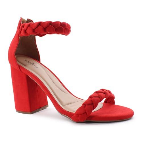 Sandália Modarpe Salto Bloco Grosso Feminina B06 (Vermelho, BR, Adulto, Numérico, 35)