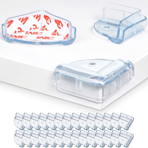 Protector Esquinas de Mesa, 24 pzs, Transparente, Forma Cuadrado, con Adhesivo Especial, Protección de Bordes y Esquinas, Protector de Muebles para bebés, Protecciones Niños para Bordes y Esquinas