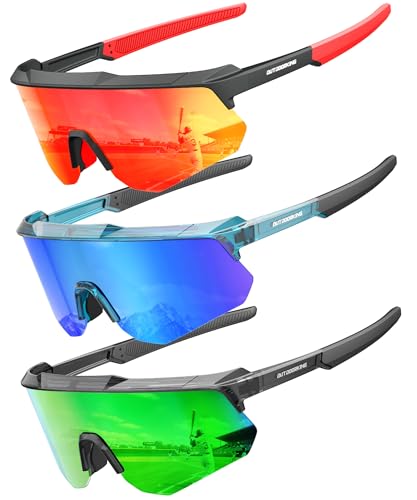 Image of Polarized Sports Sunglasses for Men Women, UV400 Protection Mens Sunglasses Wrap Around Sun Glasses for Cycling Running