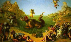 Peinture à l'huile mythologique Andromède et Persée par Piero Di Cosimo en toile 24x36