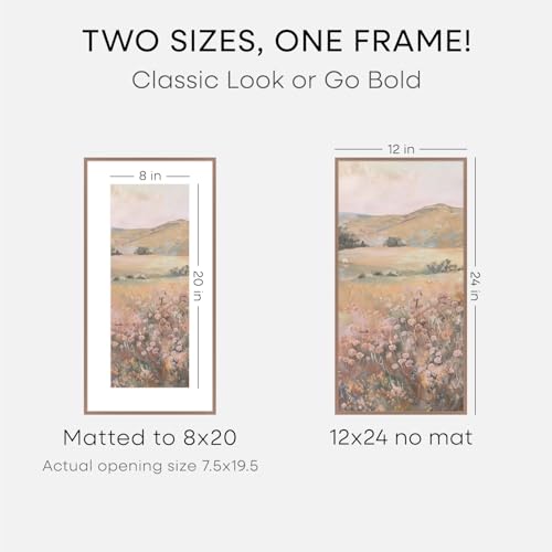 Image of Homeforia 12x24 Picture Frame Mocha, High End Metal 12x24 Poster Frames with Mat 8x20 inch Photo, 12 x 24 Mocha Frames Matted to 8 by 20 Print, 24x12 Panoramic Frames, Tempered Glass, Wall Kit, Set of 2