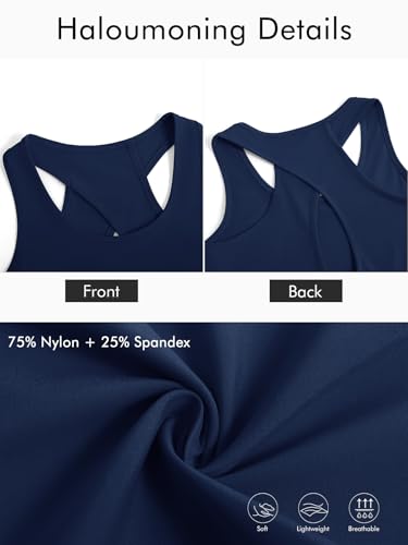 Image of Haloumoning Girls Athletic Tank Tops Racerback Sleeveless Shirts | Dry Fit Active Sports Running Yoga Shirts