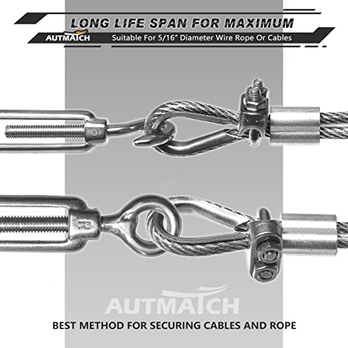 image for AUTMATCH M8 Wire Rope Cable Clip Clamp 5/16 Inch, 304 Stainless Steel 