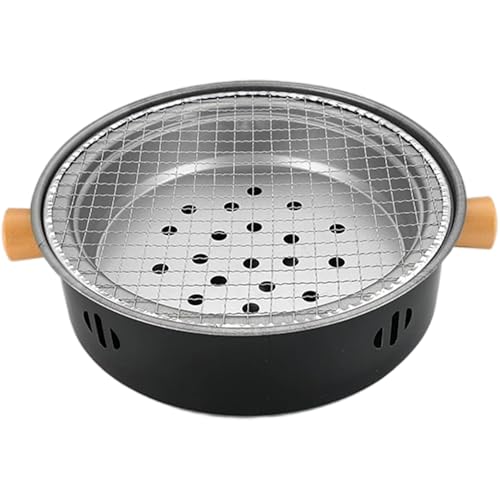 Grill de carbón, parrilla de barbacoa pequeña portátil de 12.6 pulgadas con mango, fumador de mesa de barbacoa desmontable para picnic, jardín, terraza, campamento, viajes, de senderismo