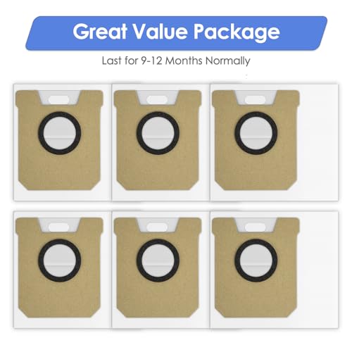 Image of (6 Pack) Replacement Dust Bags for Tapo RV50 Pro Omni Robot Vacuum Cleaner | Disposable Vacuum Bag Accessories, Dust Bag, Canister Bags, Filter Bags