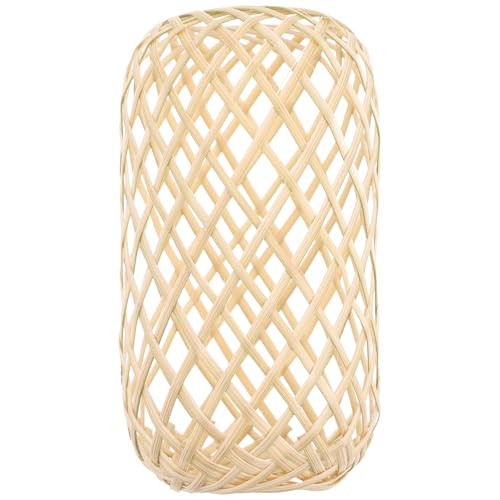 UPKOCH Pantalla de Lámpara Colgante de Bambú Tejida, Redonda y Ligera, Que Suaviza la Luz Brillante, Adecuado para Lámparas de Pie y Decoración del Hogar