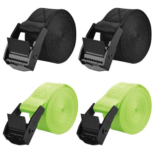 Image of TRIWONDER Tie Down Straps 4 Pack, Cam Buckle Lashing Straps Adjustable 1 inch x 1.6-19.7 ft, 440 lbs Break Strength Cargo Tie Downs for Roof Rack, Kayak, Motorcycle, Luggage, Truck