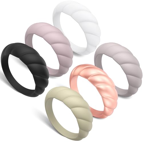 Egnaro Engagement Rings Women, Breathable Design Silicone Rings Women Wedding Bands, Stretchy Rubber Promise Rings for Gift, Anniversary Ring for Work Out