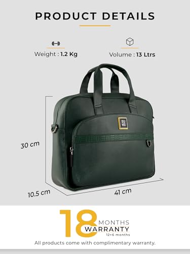 Image of EUME Optimo Laptop Bag for Men | Water Resistant Messenger Bag | Tablet Compartment| Multiple Organisers | Fits Upto 15 inch Laptop | Vegan Leather Office Bag.