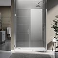 59-1/8 to 60 in W x 80 in H Frameless Swing Shower Door in Brushed Nickel in with Double 3/8" (10mm) Certified Tempered Clear Glass UKH07-60x80-BN-B