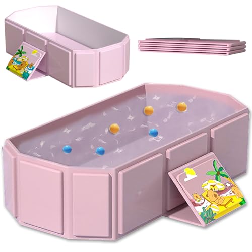 Image of Baby Foldable Children's Bathtub, Portable Non-Slip Shower Tray for Kids, Toddler Bath Tub with Drain Plug, Boys and Girls Bathroom Water Pool, Cat and Dog Pet Wash Shower Basin (Pink)