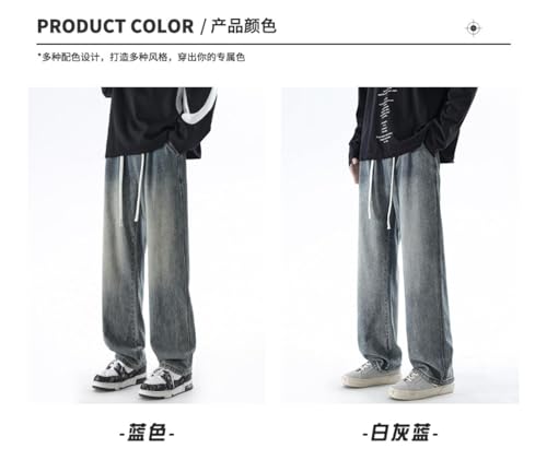Pants Trousers Denim Spring Simple and Versatile Style Loose Straight Jeans Men's Wide Legs Casual Commuting3
