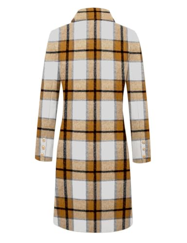 IDEALSANXUN Long Plaid Wool Coats for Women Fall Winter Double Breasted Trench Coat Peacoat Jackets4
