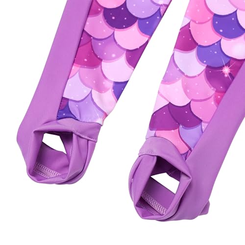 Image of TFJH E Girls Long Sleeve One Piece Swimsuit UPF 50+ Front Zipper Rash Guard Stirrup for Beach