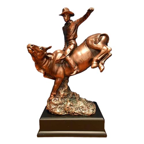 Estatua grande de jinete de toro acabado bronce