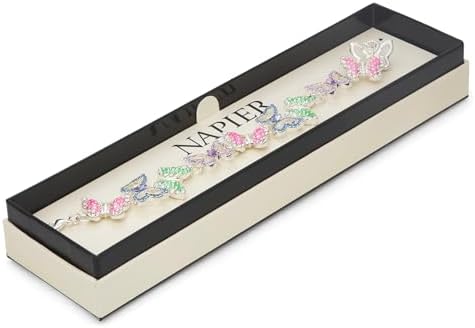 NAPIER boxed silver and multi-color butterfly motif with lobster clasp closure image 4