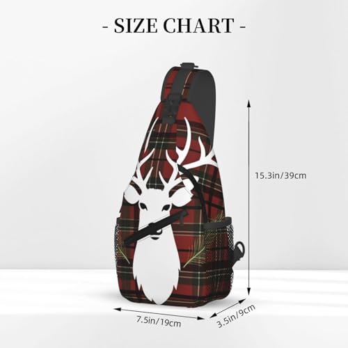 Bolso cruzado de pecho para hombre con diseño tartán navideño miniatura 3