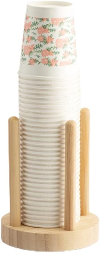 Disposable Cup Storage Holder Rack Shelf Water Tea Cups Wood Dispenser Display Stand Organizer
