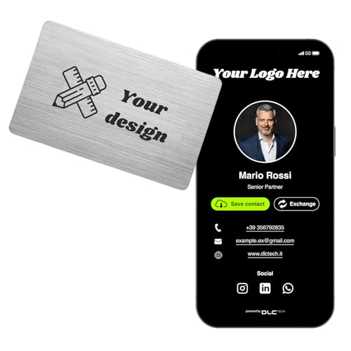 Digitale Visitenkarte NFC Contactless QrCode-GRAFICA PERSONALISIERT - Keine App erforderlich -METALL-Teilen Sie sofort Kontaktinformationen, soziale Medien und mehr Digitale Visitenkarte NFC Contactless QrCode-GRAFICA PERSONALISIERT - Keine App erforderlich -METALL-Teilen Sie sofort Kontaktinformationen, soziale Medien und mehr