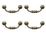 Set of 4, 4.5' C-C (4-1/2 Inches Centers) Antique Brass Bail Drawer Pull Drop Swing Handles Dresser...