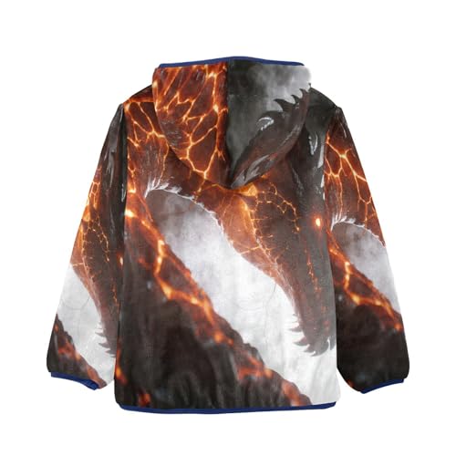 Fiery Dragon with Glowing Veins Toddler Fleece Jacket Girl Boys Hooded Fleece Jacket Coat Warm Outwear Zip-up 3-10T2
