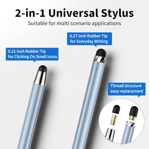 Image of Stylus Pen for Touchscreen,5 PCS Stylus,2-in-1 Stylus Pen for iPad, High Sensitivity Precision Suitable for Touch Screens of iPhone /ipad /Android Tablet(Silver /Blue /Rose Gold /Purple /Light Green)