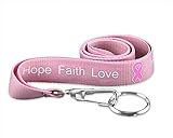 Fundraising For A Cause | Breast Cancer Hope, Faith, Love Lanyards - Wholesale Breast Cancer Awareness Pink Ribbon Lanyards (1 Lanyard)