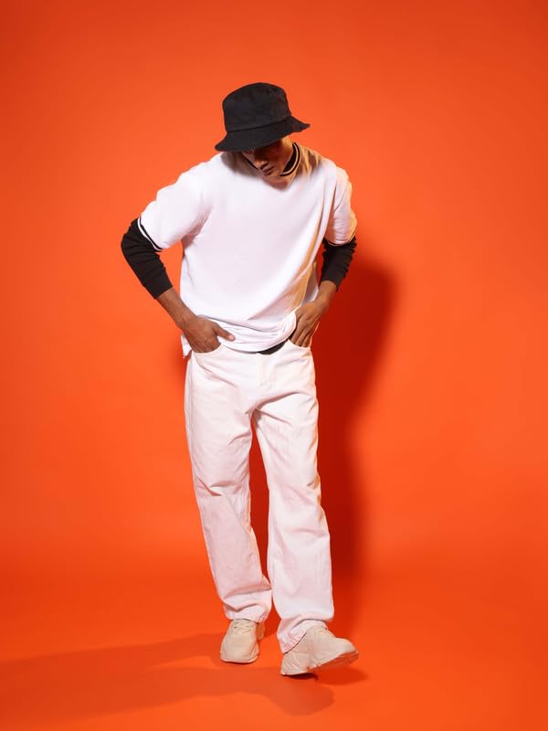 Image of SUBTRACT Round Neck Oversized T Shirt for Men | 100% Organic Cotton Oversized Tshirt | Contrast Rib Details & Comfort Fit
