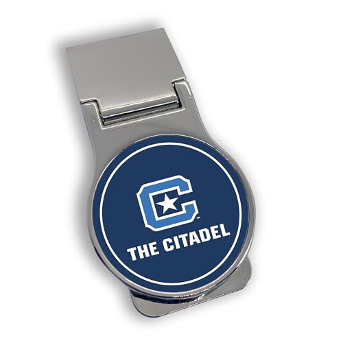 The Citadel Officially Licensed Money Clip - Premium Round Stainless Steel Design, The Military College of South Carolina Students - Durable, Sleek, Slim Front Pocket Carry (The Citadel # 3)3