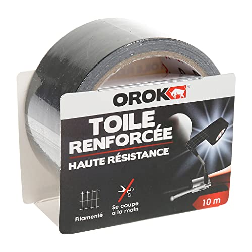 OROK - Rubans adhésifs (Bricolage), Duct Tape, Ruban adhésif en tissu - Ruban adhésif toilé pour réparation 10m x 48mm, Toile adhésive renforcée 10 x 48mm - Haute résistance - Intérieur & extérieur