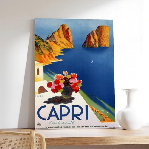 Impression sur toile Capri Mario, déco murale vintage marionnette italienne et cadre à suspendre